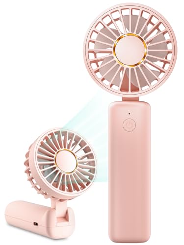 Hssio Portable Handheld Fan, Mini Desk Fan Foldable 1800mAh, 180° Ratotion, 3 Speeds, Ultra Quite, Up to 8H Long Use Time,...