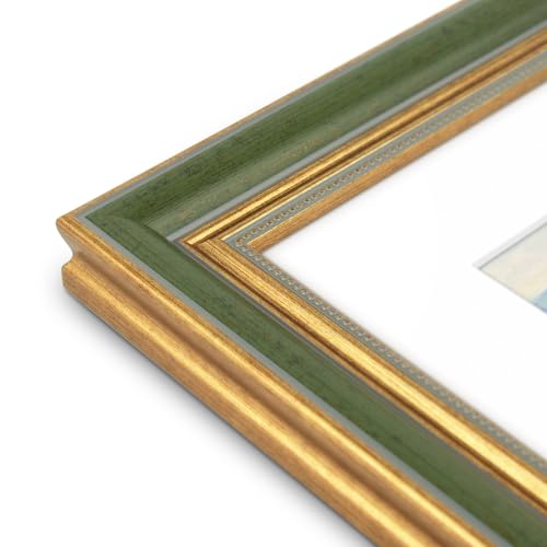 Golden State Art,11x14 Ornate Picture Frame for 8x10 Photo with Mat or 11 x 14 Prints Without Mat, Real Glass Wall Display...