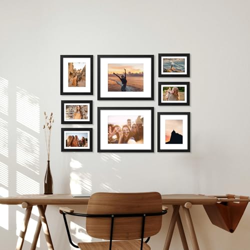 decorUhome 11x14 Picture Frame, Display Pictures 8x10 with Mat or 11x14 without Mat, Wall Mounting Photo Frame, Black, 1 Pack