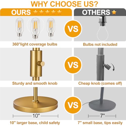 Dimmable Floor Lamp, Industrial Floor Lamps for Living Room, Gold Tree Lamp Standing Lamp Tall Lamps with 3 Elegant Teardr...