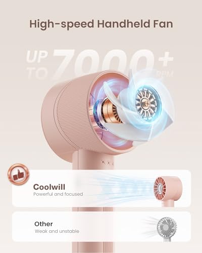 Portable Mini Handheld Turbo Fan, 4 Speed High Velocity Personal [Max 16H Cooling Time], Rechargeable Purse Travel Essenti...