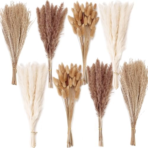 200PCS Dried Flower Bouquet – Pampas Grass, Floral Decor for Home, Wedding, and Boho Style | Perfect for Vases, Fall, Spri...