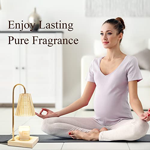 LOTKEY Candle Warmer Lamp, Dimmable Candle Warmer with Timer 2 Bulbs Wood Base Electric Candle Lamp Compatible with Jar Ca...