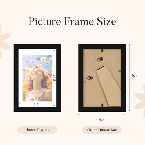 SYNTRIFIC 4x6 Picture Frame Set of 2,Display Pictures 3x5 with Mat or 4x6 Without Mat,Photo Frame for Wall Mounting or Tab...
