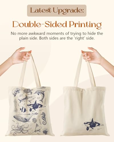 Miss Adola Aesthetic Tote Bag for Girls - with Magnetic Buckle and Zipper Inner Pocket for Women Lady Canvas Cotton Tote Bag