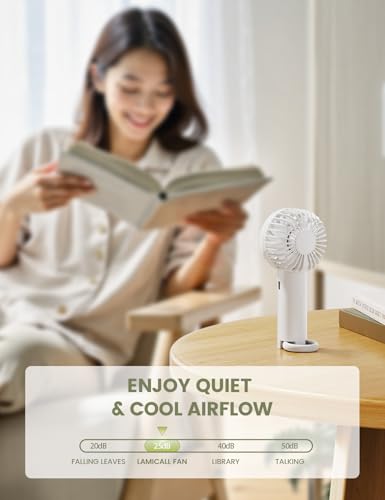 Lamicall Mini Portable Fan, 3 Speed Handheld Fan, Rechargeable Battery Personal Fan Makeup Eyelash Dryer Small Desk Fan fo...