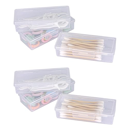 LIGHUFEIC 6Pcs Cotton Swab Holder for Travel,Portable Dental Floss Case Clear Plastic Cotton Pad Holder,Travel Floss Picks...