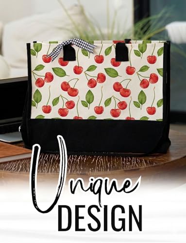 InnoBeta Cherry Gifts for Cherry Lovers, Canvas Tote Bag on Christmas or Birthday, Tote with Top Zipper Closure and Should...