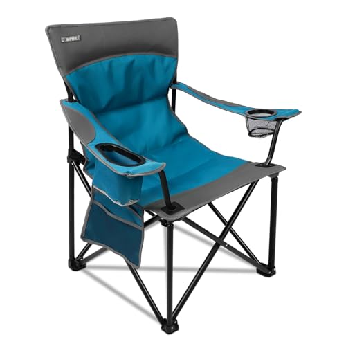 CAMPHILL Oversized Portable Camping Chairs, Collapsible Outdoor Chairs with Pocket and Cup Holders, Carry Bag for Camping,...