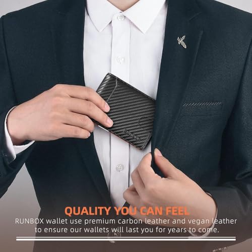 RUNBOX Slim Wallets for Men - Leather Money Clip Mens Wallet - RFID Blocking Front Pocket Bifold Wallet - Thin Credit Card...
