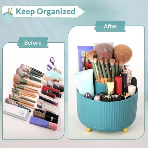 SKYDUE Makeup Organizer, Rotating Pencil Pen Holder for Desk, Dual-Purpose Desktop Organizer for Cosmetics & Pens, Makeup ...