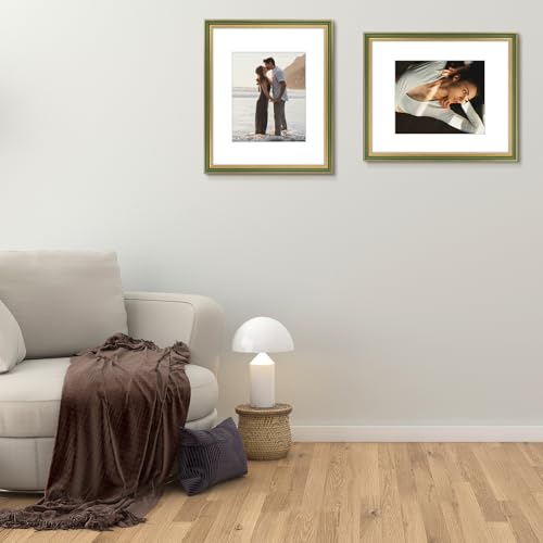 Golden State Art,16x20 Ornate Picture Frame with White Mat for 11x14 Photo or Display 16 x 20 Print without Mat Color Gree...