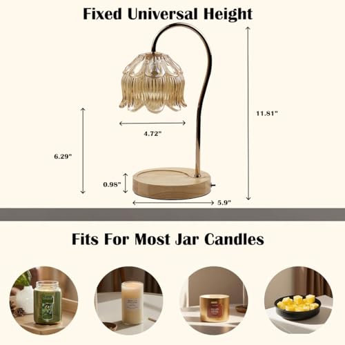Candle Warmer Lamp With Timer Dimmable, Scented Wax Melts Warmer Lamp,Electric Flameless Fragrance Candle Warmer For Candl...