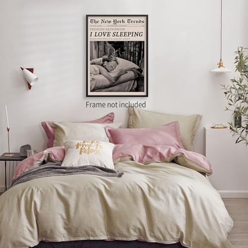 VERENIX Retro Black and White Feminist Wall Art Newspaper Aesthetic Canvas Posters Vintage Funky Girl Sleeping Prints for ...