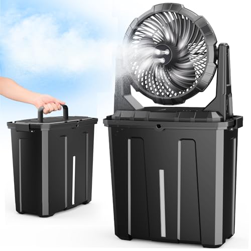 Ausic Portable Misting Fan, 9L 10-inch Outdoor Mist Fans for Outside Patios Cooling, 20000mAh Rechargeable Battery Fan wit...