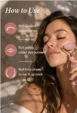 Face Roller & Gua Sha Set for Facial Massage, Reduce Puffiness & Wrinkles, Cooling Skin Care Tool for Face Neck Eyes, Rela...