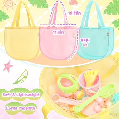 Tagitary Beach Toy Mesh Beach Shell Bags for Kids, Sand Toys Kids Beach Essential Treasure Bag Swimming Pool Bag Beach Gif...