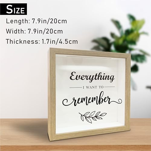 8x8 Shadow Box Frame - Decorative Greenery Wooden Memorable Box For Saving - Everything I Want To Remember - Display Memor...