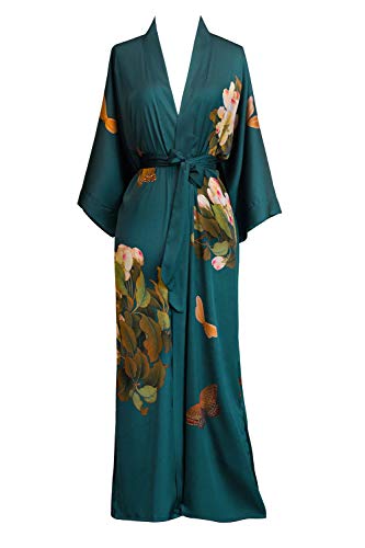 OLDSHANGHAI Luxury Kimono Robe for Women | Long Floral Robe | Original Design | Removable Waist Tie Closure
