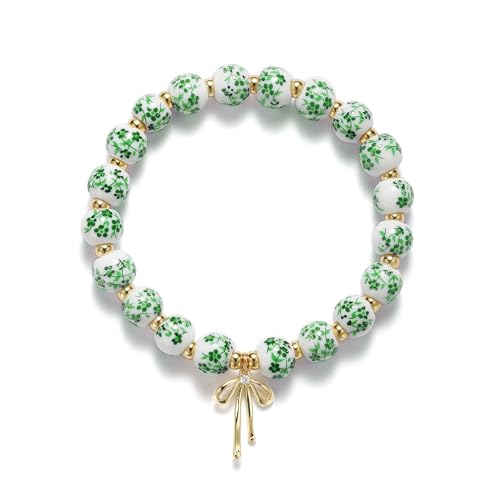 Beads Bow Charm Bracelet for Women Flower Vintage Bracelet Handmade Stretch Beaded Dainty Romantic Jewelry Gifts
