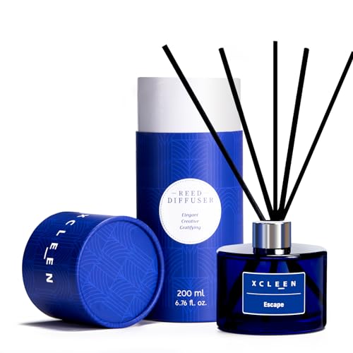Xcleen Reed Diffuser, 6.7 Oz Escape Scented Diffuser with Sticks, Long Lasting Fragrance Air Freshener, Bathroom Shelf Decor