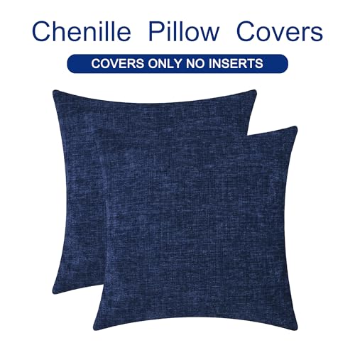 CaliTime Throw Pillow Covers Decorative 18 X 18 Inches Pack of 2 Cozy Chenille Cushion Cases for Couch Sofa Bed Living Roo...