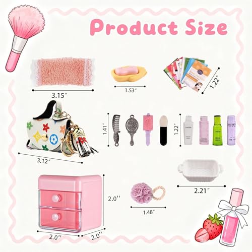 72Pcs Dollhouse Mini Jewelry Storage Case Handbag Towel Cosmetic Set Bathroom Acessories Toothbrush Shampoo Perfume Hair D...