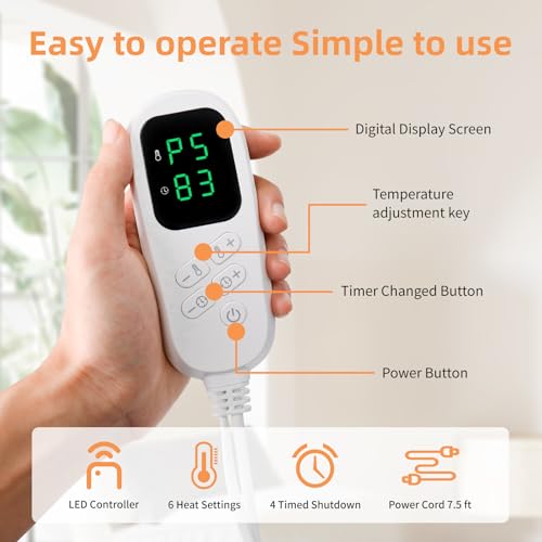 Heating Pad for Back Pain Relief – Extra-Large 15.7" x 50" Heating Pad, 6 Temperature Settings, 4 Timer Modes, Machine Was...