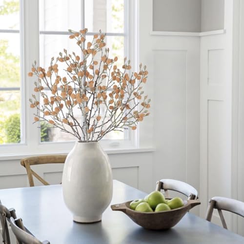 GnFlus 3Pcs Artificial Cotton Branches Fake Flowers for Spring Winter Indoor Boho Decoration,Faux Long Stem Artificial Flo...