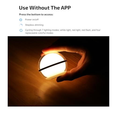 OLIGHT Sphere Smart Night Light, 75 lumens Stepless Dimming Table Lamp with Remotely APP Control, Magnetic Rechargeable RG...