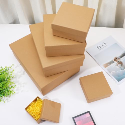 Douaowoc 6 Pcs Gift Boxes with Lids, Set of 6 Empty Wrap Boxes, Nesting Box for Gift Presents Cardboard Box for Christmas,...