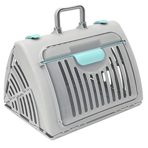 SportPet Large Hard-Sided Travel Cat Carrier - Cat Carrier with Patented Wide Side-Opening Door, Foldable Portable Pet Car...