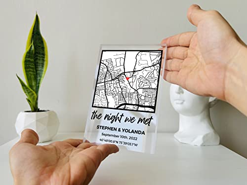 NEXT DAY SHIP Custom Our First Date Map Block - Couples Map, Where It All Began, Gift for Her, Acrylic Plaque, Custom Loca...