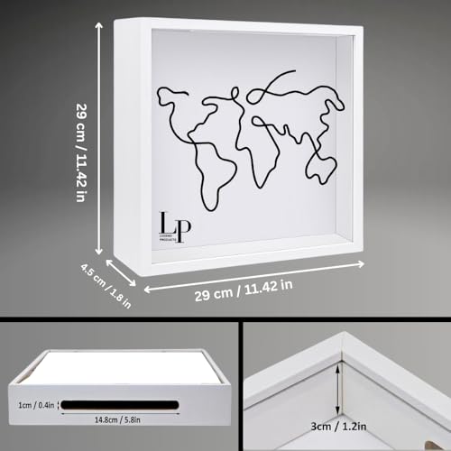 Legend - Travel Adventure Archive Shadow Box with Slot on Top | Travel Shadow Box Frame to Store Memories, Photos, Currenc...