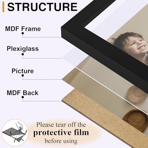 decorUhome Triple 4x6 Picture Frame Vertical, Engineered Wood Trifold Photo Frame with Plexiglass for Tabletop Display, 4x...