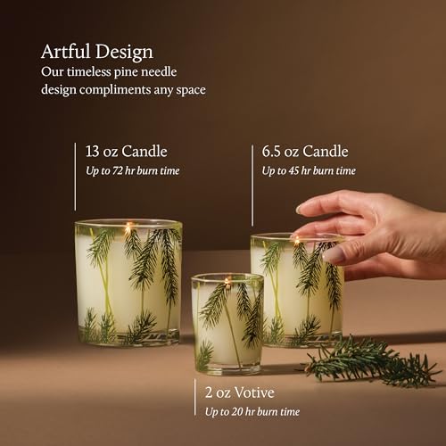 Thymes Frasier Fir Pine Needle Candle – Holiday Candles for Home Scented with Notes of Crisp Siberian Fir, Cedarwood & San...