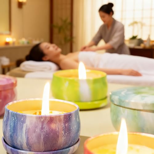 Scented Candles Gift Set for Women,4 Pack Sky Aroma Candles with Essential Oils,Soy Wax Flower Petals Assorted Floral Trav...
