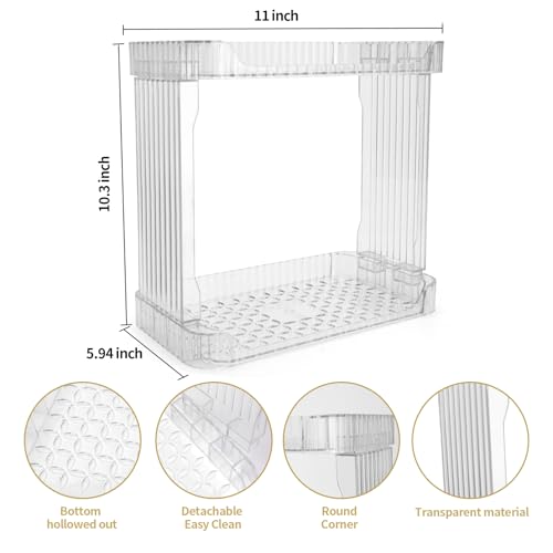 Ayswupt Acrylic 2 Tier Bathroom Counter Organizer,Makeup Organizer for Vanity,Clear Organizer Shelf for Kitchen Sink Count...