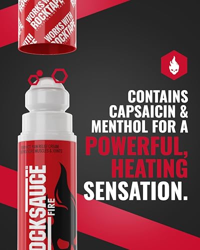 RockSauce Fire, 3 oz Roll-On - Easy to use Pain Relief Cream - Capsaicin & Menthol Formula Relieves Muscle & Joint Pain - ...