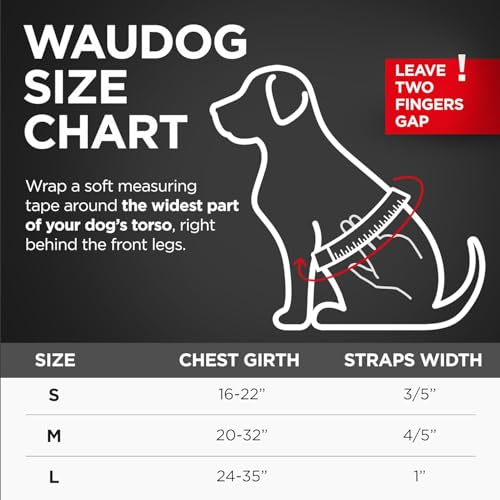 WAUDOG Waterproof Dog Harness and Leash 6 Ft Set - Adjustable, Heavy Duty with Durable Metal Clasp and QR Dog Tag