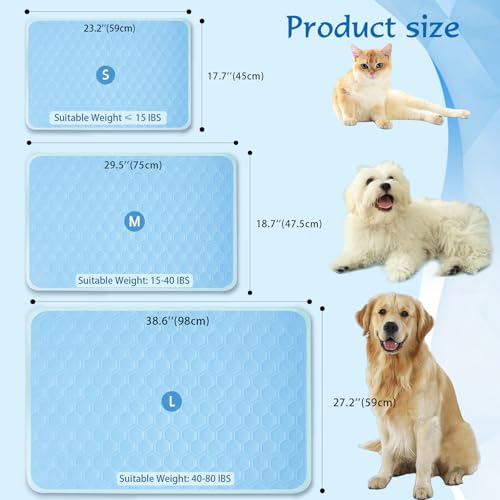 SISROL Cooling Mat for Dogs & Cats, Q-Max>0.5 Arc-Chill Fabric Washable Non-Slip Pet Cooling Pad, Thickened Portable Cooli...