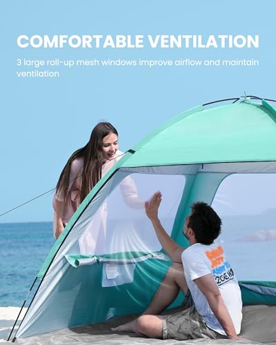 OutdoorMaster Beach Tent for 3/4/6/8 Person - Easy Setup Sun Shade Shelter, Portable Beach Shade Sun Canopy with UPF 50+ U...