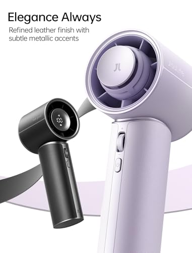 JISULIFE Handheld Fan Pro1 Mini - Refined Utility: Elite PU Leather, 30 Hour Cooling Power, Aroma Pod, 100-Speed Precisio...