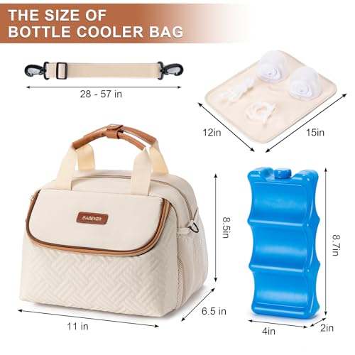 BABEYER Breastmilk Cooler Bag with Ice Pack Fits 6 Baby Bottles up to 9 Ounce, Wearable Breast Pumps Cooler Bag for Nursin...
