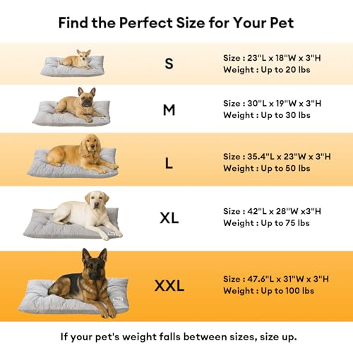 FUNNY FUZZY Washable Dog Crate Pad 30x20, Double-Sided Cooling Linen & Sherpa, Flat Crate Mat/Kennel Pad, Rectangle Dog Be...