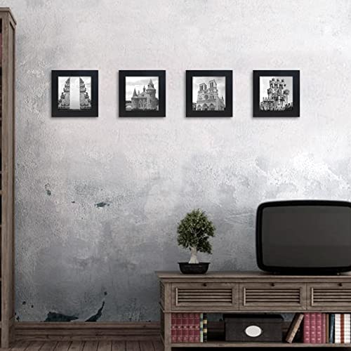 Picture Frames 5x5 Black Nature Solid Wood 2 Pack for Wall Mount and Tabletop Display