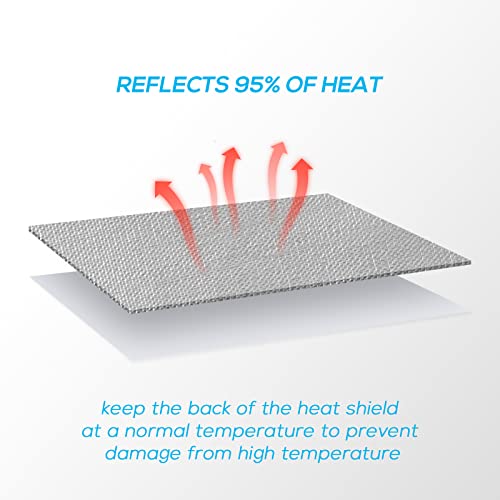 FLASLD Aluminized Heat Shield Mat Thermal Barrier Adhesive Backed Heat Blanket 12'' X 24'', Fiberglass Insulation Reflecti...