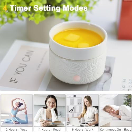 Candle Wax Melts Warmer Burner - Ceramic Essential Oil Warmer 3-in-1 candle warmer Timer Adjust Fragrance Intensity Auto S...