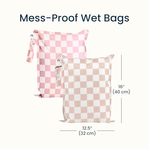 Tiny Twinkle Mess Proof Wet Bags | 2-Pack Reusable Waterproof Wet Bags for Swimsuits | Baby Clothes | Travel & Diaper Bag...