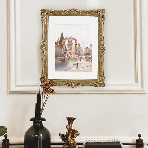 OIGUMR Gold Picture Frame 11x14 Picture Frame Gold Photo Frame Ornate Frame Made of Glass, Resin